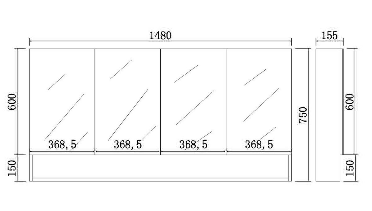Frementle Open Shelf Mirror Cabinet