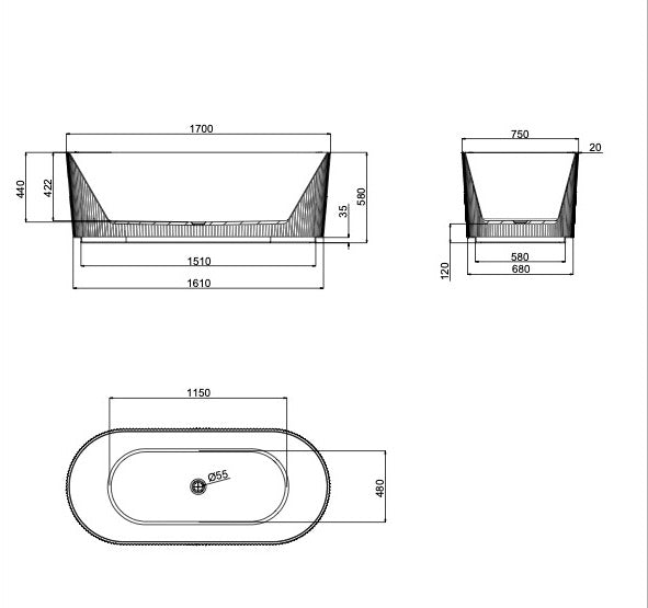 Cleo 1700 Freestanding Bath