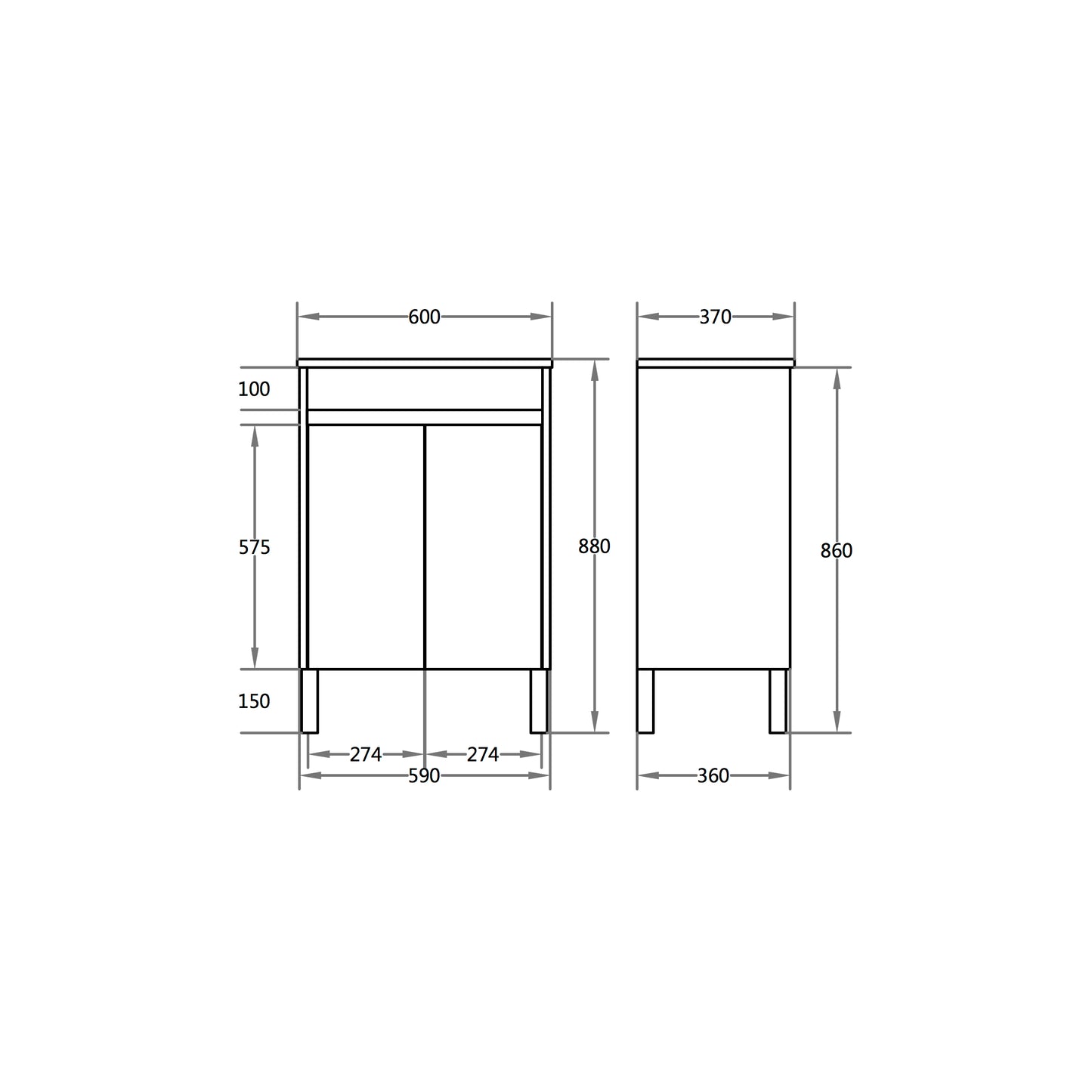 Avis Slim on Legs Vanity