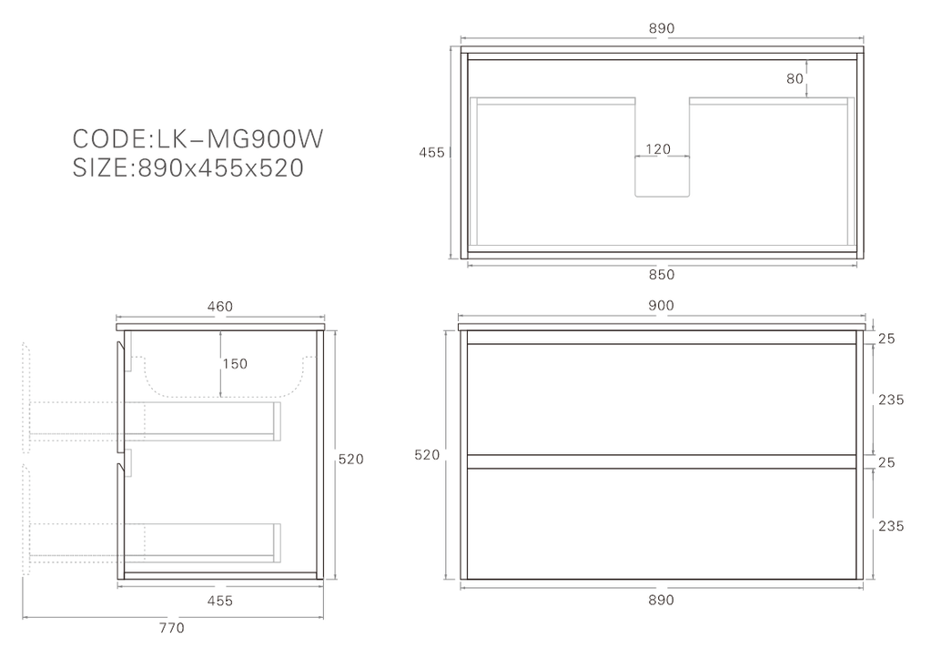 Gladestone Wall Hung Vanity