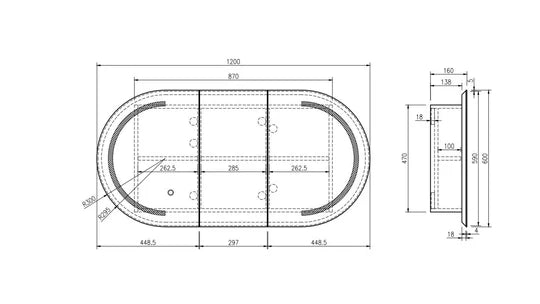 Maldives LED Oval Mirror Cabinet