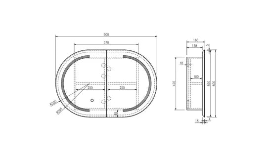 Maldives LED Oval Mirror Cabinet