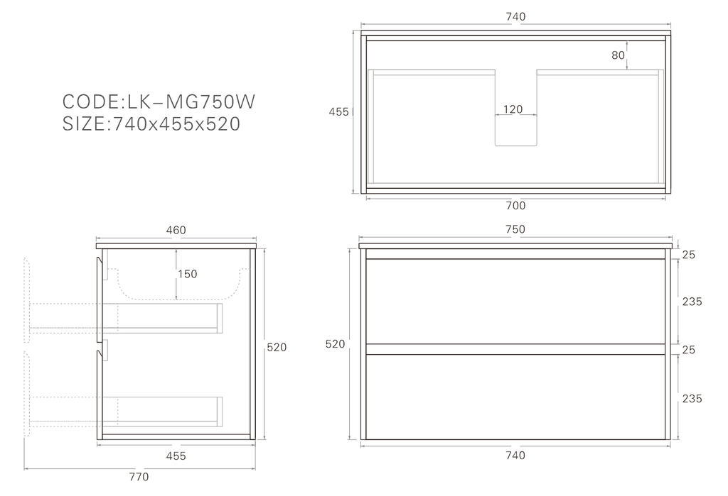 Gladestone Wall Hung Vanity