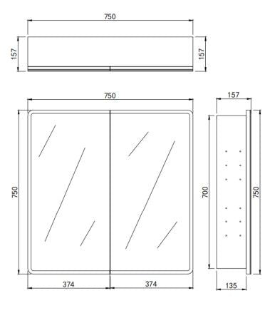 Avola LED Mirror Cabinet By Lukka
