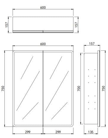 Avola LED Mirror Cabinet By Lukka