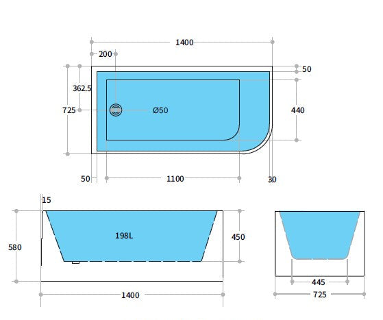 Hunter Corner Freestanding Bath