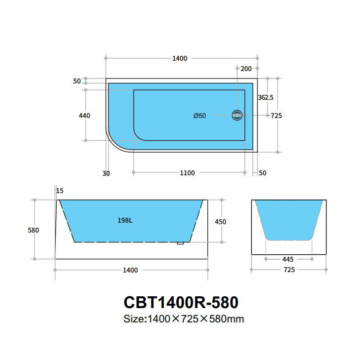 Hunter Corner Freestanding Bath