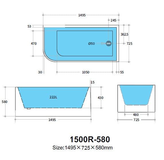 Hunter Corner Freestanding Bath