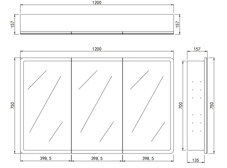 Avola PVC LED Mirror Matte White Cabinet 1200mm Soft Close