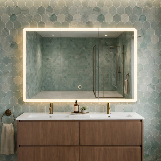 Avola PVC LED Mirror Matte White Cabinet 1200mm Soft Close