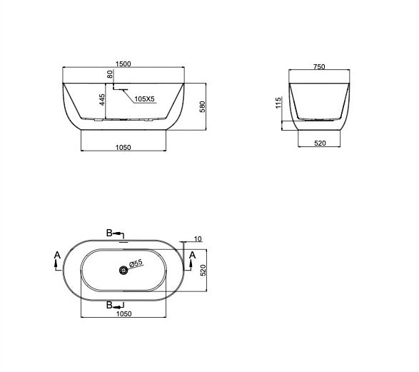 *Nora 1700 Freestanding Bath