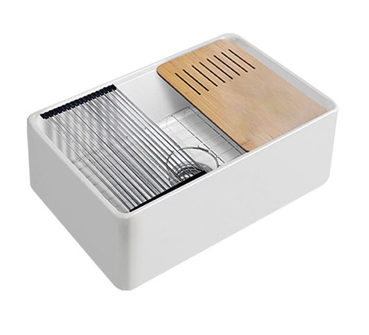 Orta Fine Fireclay Farmhouse Sink With Work Station 760mm